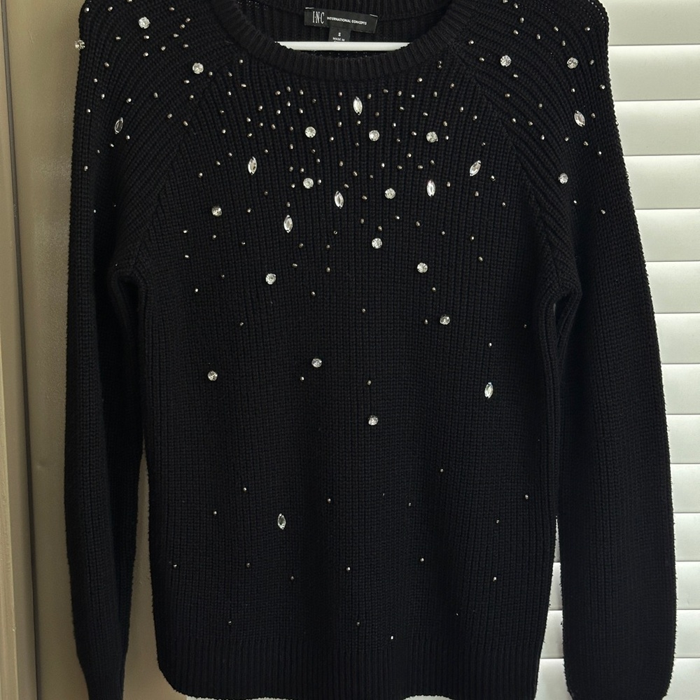 Black Sweater with Sparkling Details
